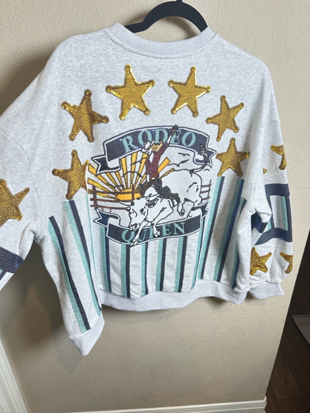 QUEEN OF SPARKLES Rodeo Pink Label Embellished Graphic Sweatshirt - Picture 3 of 9